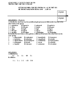 Kỳ thi OLYMPIC truyền thống 30-4 lần thứ XVI đề thi đề nghị môn Tiếng Anh