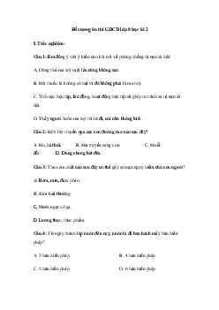 Đề cương ôn thi GDCD lớp 8 học kì 2 năm 2024