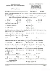 Đề giữa kỳ 2 Toán 12 năm 2024 – 2025 trường THPT Nguyễn Quốc Trinh – Hà Nội có đáp án