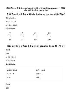 Giải Toán 3: Nhân với số có một chữ số trong phạm vi 1000 | Chân trời sáng tạo
