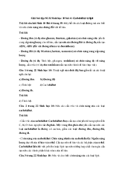 Giải bài tập SGK Sinh học 10 bài 4: Cacbohiđrat và lipit