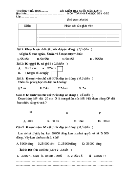Đề thi cuối kì 2 lớp 3 môn Toán học kì II - đề 7 năm 2022 - 2023 | Chân trời sáng tạo