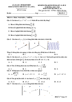 Đề kiểm tra định kì HK1 Toán 12 năm 2019 – 2020 trường Tủa Chùa – Điện Biên