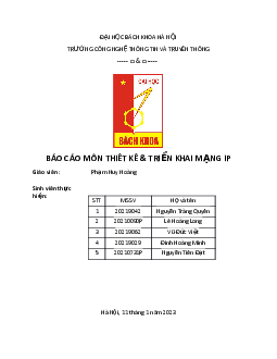 Báo cáo môn Thiết kế và triển khai mạng IP | Đại học Bách khoa Hà Nội