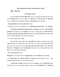 Phiếu bài tập ôn hè lớp 4 lên lớp 5 năm 2024 môn Tiếng Việt - Đề 9