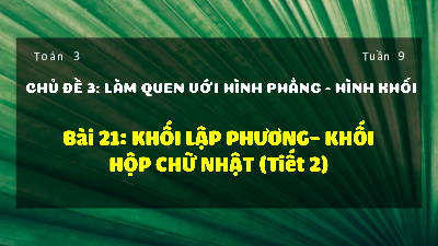 Chủ đề 3 - Bài 21: Khối lập phương, khối hộp hình chữ nhật (Tiết 2) | Bài giảng PowerPoint Toán 3 | Kết nối tri thức
