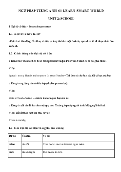 Ngữ pháp unit 2 lớp 6 School - Smart World