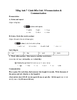 Tiếng Anh 7 Cánh Diều Unit 3 Pronunciation and Communication