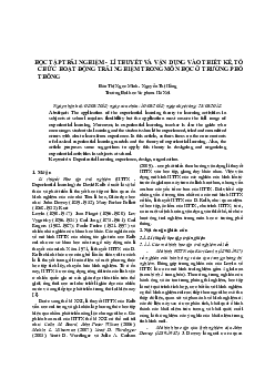 Học tập trãi nghiệm - Lý thuyết và vận dụng và thiết kế | Đại học Sư Phạm Hà Nội