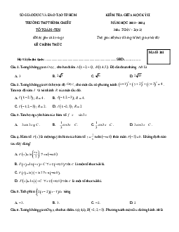 Đề giữa học kỳ 2 Toán 12 năm 2023 – 2024 trường THPT Bình Chiểu – TP HCM