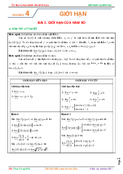 Tài liệu tự học giới hạn của hàm số – Nguyễn Trọng