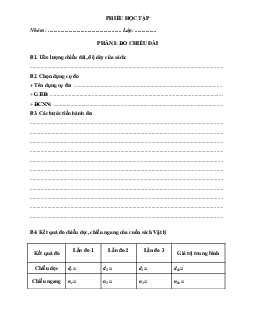 Chủ đề 2. Bài 3: Các  phép đo(Phiếu học tập ) | Bài giảng KHTN 6 | Cánh diều