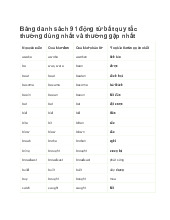 Bảng danh sách 91 động từ bất quy tắc thường dùng nhất và thường gặp nhất