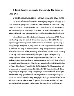 Lãnh đạo đẩy mạnh cuộc kháng chiến đến thắng lợi  1951- 1954