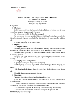 Chủ đề 8. Bài 20: Vai trò của thực vật | Bài giảng KHTN 6 | Cánh diều