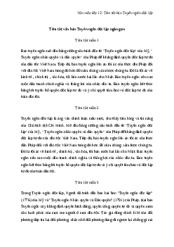Văn mẫu lớp 12: Tóm tắt bản Tuyên ngôn độc lập (8 mẫu) hay chọn lọc