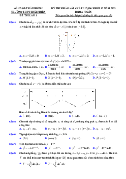 Đề thi khảo sát Toán 12 năm 2023 lần 1 trường THPT Thái Phiên – Hải Phòng
