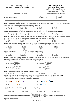Đề học kì 2 Toán 10 năm 2019 – 2020 trường THPT chuyên Vị Thanh – Hậu Giang