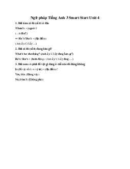 Ngữ pháp Tiếng Anh 3 Smart Start Unit 4