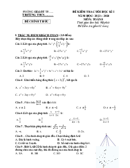 Đề thi học kì 1 môn Toán 8 năm 2023 - 2024 sách Cánh diều - Đề 2