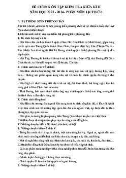 Đề cương ôn tập giữa học kì 2 môn Lịch sử - Địa lí 6 sách Chân trời sáng tạo