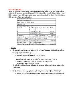 Bài tập môn Kinh tế lượng chương 1 - Bài số 2 có lời giải