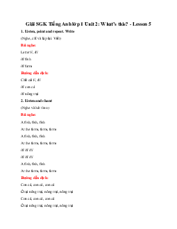 Giải Tiếng Anh lớp 1 Unit 2: What’s this? - Lesson 5 SGK | Family & Friends