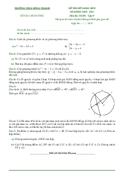 Đề thi giữa học kì 2 Toán 9 năm 2020 – 2021 trường THCS Đông Thạnh – TP HCM