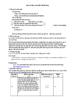 Đề cương chi tiết môn học Nhập môn Quan hệ quốc tế