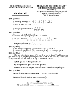 Đề giao lưu HSG Toán 7 năm 2022 – 2023 phòng GD&ĐT Lang Chánh – Thanh Hóa
