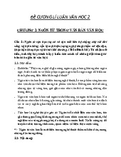 Đề cương Môn Lý luận Văn học | Đại học Sư Phạm Hà Nội