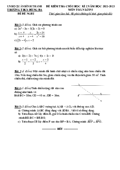 Đề đề nghị cuối kì 2 Toán 8 năm 2022 – 2023 trường THCS Đống Đa – TP HCM
