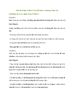 Giải Sinh học 11 Bài 2: Trao đổi nước và khoáng ở thực vật | Kết nối tri thức