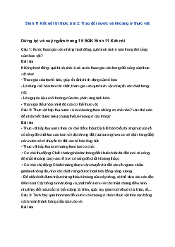 Sinh 11 Kết nối tri thức bài 2: Trao đổi nước và khoáng ở thực vật