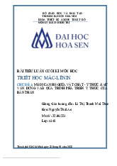 Tiểu luận: Mối quan hệ giữa vật chất – ý thức và sự vận dụng vào quá trình phát triển ý thức của bản thân –Trường Đại học Hoa Sen