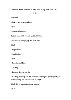 Đề thi vào 10 môn Ngữ văn năm 2023 - 2024 sở GD&ĐT Hưng Yên