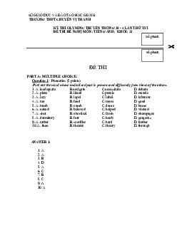Kỳ Thi Olympic Truyền Thống 30 - 4 Lần Thứ XVI Đề Thi Đề Nghị Môn Tiếng Anh; Khối 11 - Trường Thpt Chuyên Vị Thanh