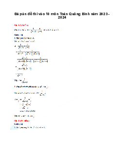 Đề thi vào 10 môn Toán năm 2023 - 2024 sở GD&ĐT Quảng Bình