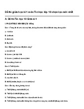 Đề thi giữa học kì 1 môn Tin học lớp 10 chọn lọc mới nhất