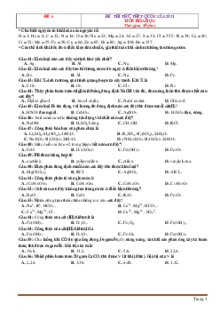 TOP 5 đề thi thử THPTQG môn hóa 12 Bộ 2 (có đáp án)