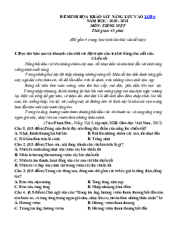 Bộ đề thi thử vào lớp 6 Ngữ Văn trường THCS và THPT M. V. Lômônôxốp năm 2020-2021