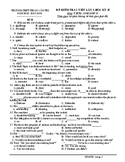 Đề kiểm tra 1 tiết học kỳ 2 môn Tiếng Anh lớp 12 trường THPT Phan Văn Trị, TP. Cần Thơ năm học 2015 - 2016