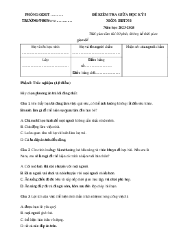 Đề thi giữa học kì 1 môn Hoạt động trải nghiệm hướng nghiệp 8 năm 2023 - 2024 sách CTST - Đề 2