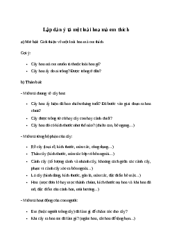 Tập làm văn lớp 4: Dàn ý tả một loài hoa em thích (28 mẫuTiếng việt 4 Chân trời sáng tạo