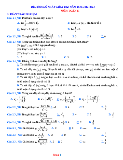 Đề cương ôn tập giữa HK2 Toán 11 năm 2022-2023 (có đáp án)