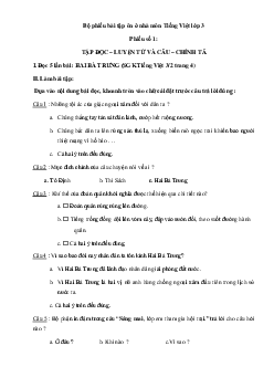 Bộ phiếu bài tập ôn ở nhà môn Tiếng Việt lớp 3 - (từ 02/3 đến 07/3)
