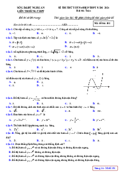 Đề thi thử tốt nghiệp THPT 2024 môn Toán liên trường THPT – Nghệ An