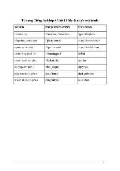 Từ vựng Tiếng Anh lớp 4 Unit 15 | Global Success