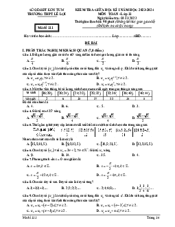 Đề giữa học kỳ 1 Toán 11 năm 2023 – 2024 trường THPT Lê Lợi – Kon Tum