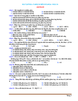 Bài tập trắc nghiệm môn hóa học 9 bài 38 Axetilen (có đáp án)